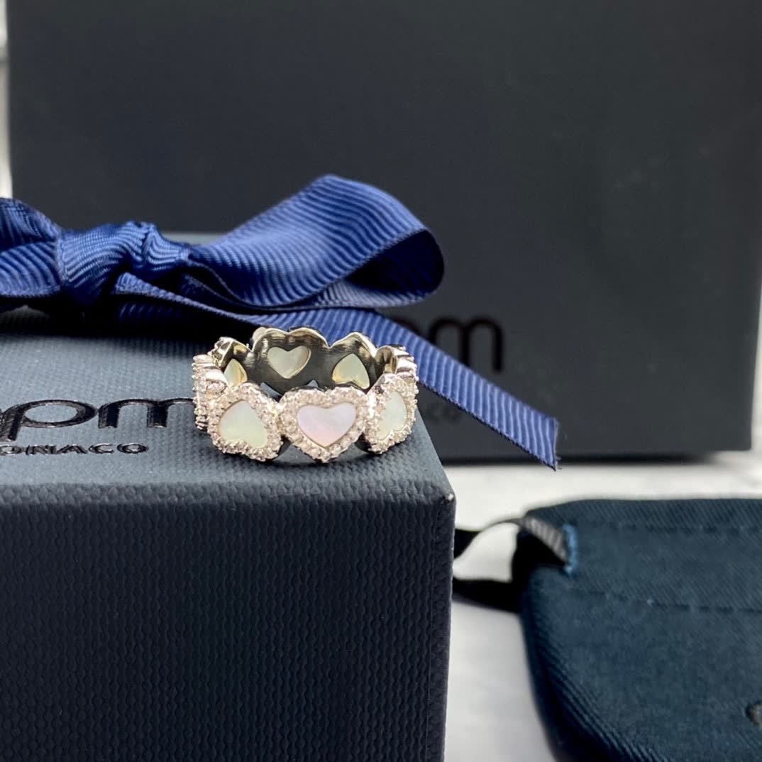 APM Monaco Silver Heart Ring with Diamonds